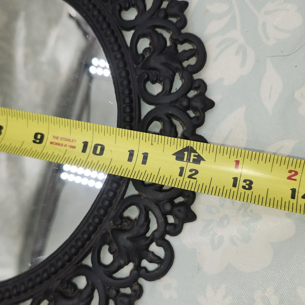 Vintage Black ornate cast wrought iron Mirror 12